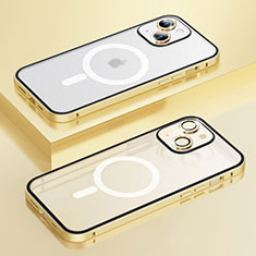 Carcasa Bumper Lujo Marco de Metal y Plastico Funda con Mag-Safe Magnetic Bling-Bling LF1 para Apple iPhone 14 Plus Oro