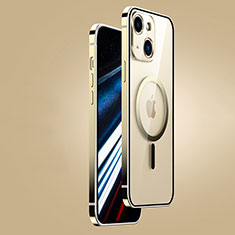 Carcasa Bumper Lujo Marco de Metal y Plastico Funda con Mag-Safe Magnetic JB1 para Apple iPhone 14 Plus Oro