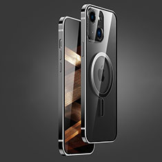 Carcasa Bumper Lujo Marco de Metal y Plastico Funda con Mag-Safe Magnetic JB1 para Apple iPhone 15 Negro