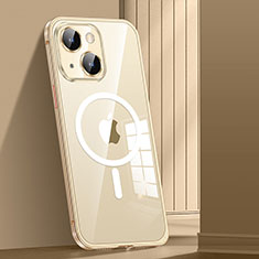 Carcasa Bumper Lujo Marco de Metal y Plastico Funda con Mag-Safe Magnetic JL1 para Apple iPhone 13 Oro