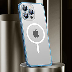 Carcasa Bumper Lujo Marco de Metal y Plastico Funda con Mag-Safe Magnetic JL2 para Apple iPhone 13 Pro Azul