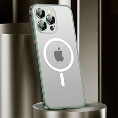 Carcasa Bumper Lujo Marco de Metal y Plastico Funda con Mag-Safe Magnetic JL2 para Apple iPhone 13 Pro Max Verde