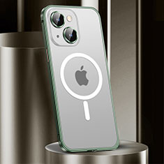 Carcasa Bumper Lujo Marco de Metal y Plastico Funda con Mag-Safe Magnetic JL2 para Apple iPhone 13 Verde