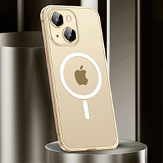 Carcasa Bumper Lujo Marco de Metal y Plastico Funda con Mag-Safe Magnetic JL2 para Apple iPhone 14 Plus Oro
