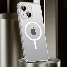 Carcasa Bumper Lujo Marco de Metal y Plastico Funda con Mag-Safe Magnetic JL2 para Apple iPhone 14 Plus Plata