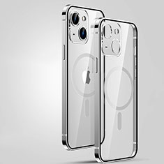 Carcasa Bumper Lujo Marco de Metal y Plastico Funda con Mag-Safe Magnetic JL3 para Apple iPhone 13 Plata