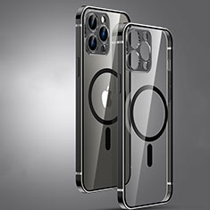 Carcasa Bumper Lujo Marco de Metal y Plastico Funda con Mag-Safe Magnetic JL3 para Apple iPhone 13 Pro Max Negro