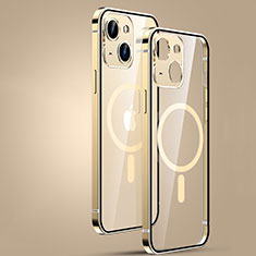 Carcasa Bumper Lujo Marco de Metal y Plastico Funda con Mag-Safe Magnetic JL3 para Apple iPhone 14 Plus Oro