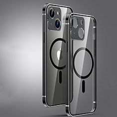Carcasa Bumper Lujo Marco de Metal y Plastico Funda con Mag-Safe Magnetic JL3 para Apple iPhone 15 Negro