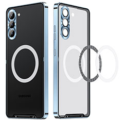 Carcasa Bumper Lujo Marco de Metal y Plastico Funda con Mag-Safe Magnetic LC1 para Samsung Galaxy S21 FE 5G Azul
