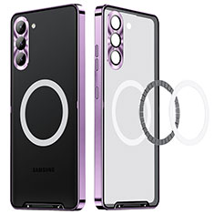 Carcasa Bumper Lujo Marco de Metal y Plastico Funda con Mag-Safe Magnetic LC1 para Samsung Galaxy S21 FE 5G Morado