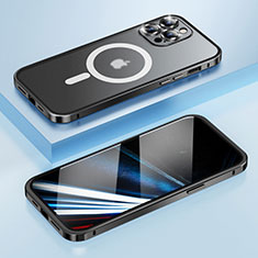 Carcasa Bumper Lujo Marco de Metal y Plastico Funda con Mag-Safe Magnetic LF1 para Apple iPhone 14 Pro Negro