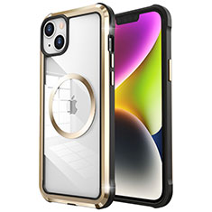 Carcasa Bumper Lujo Marco de Metal y Plastico Funda con Mag-Safe Magnetic LF2 para Apple iPhone 14 Oro