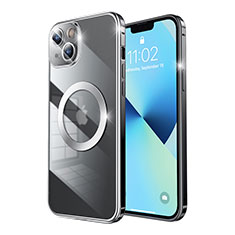 Carcasa Bumper Lujo Marco de Metal y Plastico Funda con Mag-Safe Magnetic LF3 para Apple iPhone 13 Negro