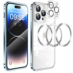 Carcasa Bumper Lujo Marco de Metal y Plastico Funda con Mag-Safe Magnetic LF3 para Apple iPhone 14 Pro Azul