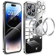 Carcasa Bumper Lujo Marco de Metal y Plastico Funda con Mag-Safe Magnetic LF3 para Apple iPhone 14 Pro Max Negro