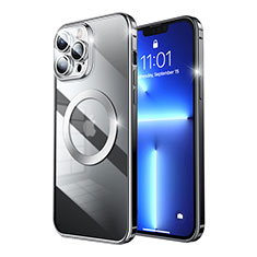 Carcasa Bumper Lujo Marco de Metal y Plastico Funda con Mag-Safe Magnetic LF5 para Apple iPhone 13 Pro Max Negro