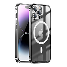 Carcasa Bumper Lujo Marco de Metal y Plastico Funda con Mag-Safe Magnetic LK1 para Apple iPhone 14 Pro Negro