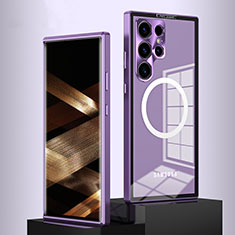 Carcasa Bumper Lujo Marco de Metal y Plastico Funda con Mag-Safe Magnetic LK1 para Samsung Galaxy S23 Ultra 5G Morado