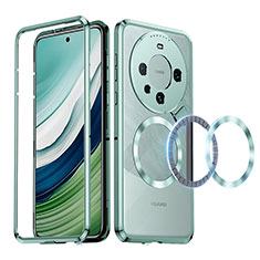 Carcasa Bumper Lujo Marco de Metal y Plastico Funda con Mag-Safe Magnetic LK2 para Huawei Mate 60 Verde