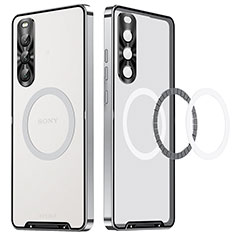 Carcasa Bumper Lujo Marco de Metal y Plastico Funda con Mag-Safe Magnetic LK2 para Sony Xperia 10 V Plata