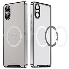 Carcasa Bumper Lujo Marco de Metal y Plastico Funda con Mag-Safe Magnetic LK2 para Sony Xperia 5 V Plata