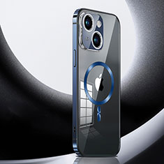 Carcasa Bumper Lujo Marco de Metal y Plastico Funda con Mag-Safe Magnetic LK3 para Apple iPhone 13 Azul