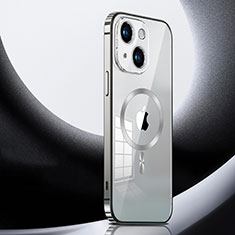 Carcasa Bumper Lujo Marco de Metal y Plastico Funda con Mag-Safe Magnetic LK3 para Apple iPhone 13 Plata