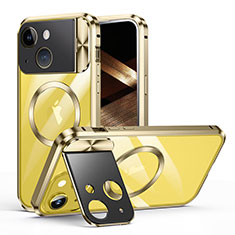 Carcasa Bumper Lujo Marco de Metal y Plastico Funda con Mag-Safe Magnetic LK4 para Apple iPhone 14 Plus Oro