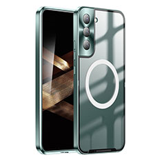 Carcasa Bumper Lujo Marco de Metal y Plastico Funda con Mag-Safe Magnetic P01 para Samsung Galaxy S24 5G Verde