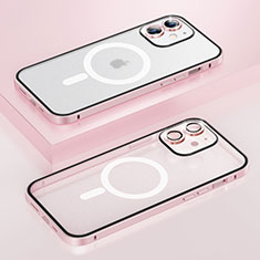 Carcasa Bumper Lujo Marco de Metal y Plastico Funda con Mag-Safe Magnetic QC1 para Apple iPhone 12 Oro Rosa
