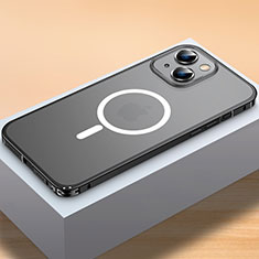 Carcasa Bumper Lujo Marco de Metal y Plastico Funda con Mag-Safe Magnetic QC2 para Apple iPhone 13 Mini Negro