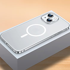Carcasa Bumper Lujo Marco de Metal y Plastico Funda con Mag-Safe Magnetic QC2 para Apple iPhone 14 Plata