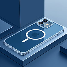 Carcasa Bumper Lujo Marco de Metal y Plastico Funda con Mag-Safe Magnetic QC3 para Apple iPhone 12 Azul