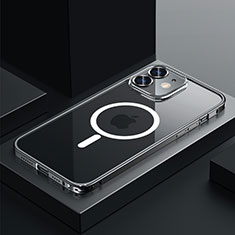 Carcasa Bumper Lujo Marco de Metal y Plastico Funda con Mag-Safe Magnetic QC3 para Apple iPhone 12 Mini Negro