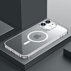 Carcasa Bumper Lujo Marco de Metal y Plastico Funda con Mag-Safe Magnetic QC3 para Apple iPhone 12 Mini Plata
