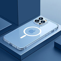 Carcasa Bumper Lujo Marco de Metal y Plastico Funda con Mag-Safe Magnetic QC3 para Apple iPhone 12 Pro Azul