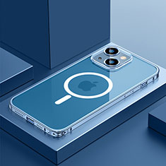 Carcasa Bumper Lujo Marco de Metal y Plastico Funda con Mag-Safe Magnetic QC3 para Apple iPhone 13 Azul