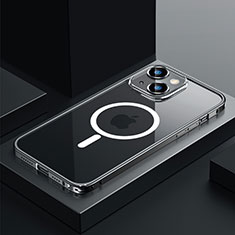 Carcasa Bumper Lujo Marco de Metal y Plastico Funda con Mag-Safe Magnetic QC3 para Apple iPhone 13 Negro