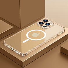 Carcasa Bumper Lujo Marco de Metal y Plastico Funda con Mag-Safe Magnetic QC3 para Apple iPhone 13 Pro Max Oro