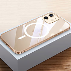 Carcasa Bumper Lujo Marco de Metal y Plastico Funda con Mag-Safe Magnetic QC4 para Apple iPhone 12 Oro