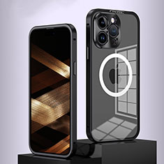 Carcasa Bumper Lujo Marco de Metal y Plastico Funda con Mag-Safe Magnetic QC5 para Apple iPhone 13 Pro Negro