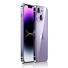 Carcasa Bumper Lujo Marco de Metal y Plastico Funda JB1 para Apple iPhone 13 Morado