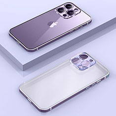 Carcasa Bumper Lujo Marco de Metal y Plastico Funda JB1 para Apple iPhone 13 Pro Morado