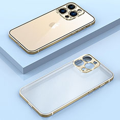 Carcasa Bumper Lujo Marco de Metal y Plastico Funda JB1 para Apple iPhone 13 Pro Oro