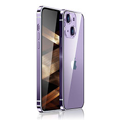 Carcasa Bumper Lujo Marco de Metal y Plastico Funda JB1 para Apple iPhone 15 Morado