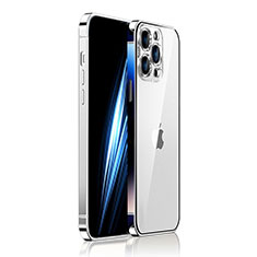 Carcasa Bumper Lujo Marco de Metal y Plastico Funda JB2 para Apple iPhone 13 Pro Plata