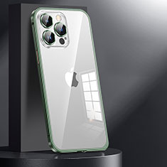 Carcasa Bumper Lujo Marco de Metal y Plastico Funda JL1 para Apple iPhone 13 Pro Max Verde