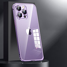 Carcasa Bumper Lujo Marco de Metal y Plastico Funda JL1 para Apple iPhone 13 Pro Morado