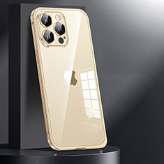 Carcasa Bumper Lujo Marco de Metal y Plastico Funda JL1 para Apple iPhone 13 Pro Oro